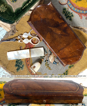 RARE Superb c.1800-20 Antique French Palais Royal Sewing Set, Mother of Pearl, 18k Gold in Necessaire Etui