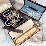 Antique French Carved Mother of Pearl Writer's Desk Set, Dip Pen, Bookmark, Letter Opener