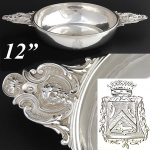 Antique French Sterling Silver Legumier, Ecuelle, Serving Dish, Armorial Crown & Mascaron