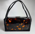 RARE Antique French Tortoise Shell Minaudiére, Purse & Vanity or Make-up Case, Suede Holder, Scabbard