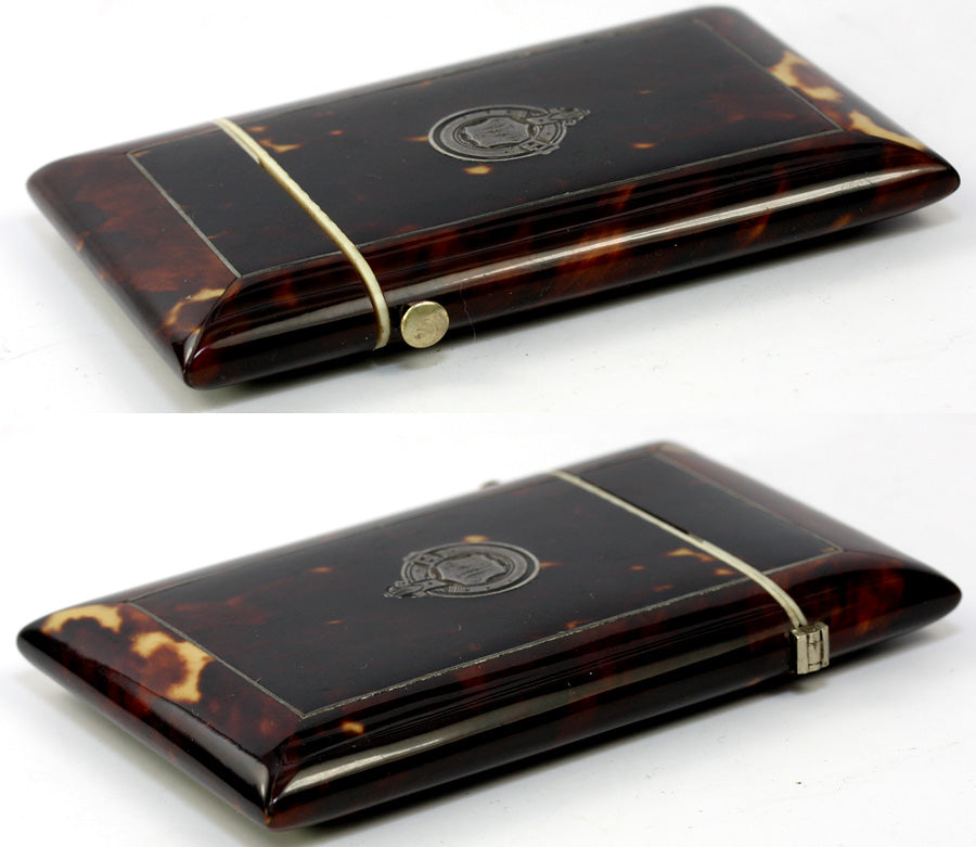 Antique Napoleon III (Victorian Era) French Tortoise Shell Calling Card Case, Tortoiseshell