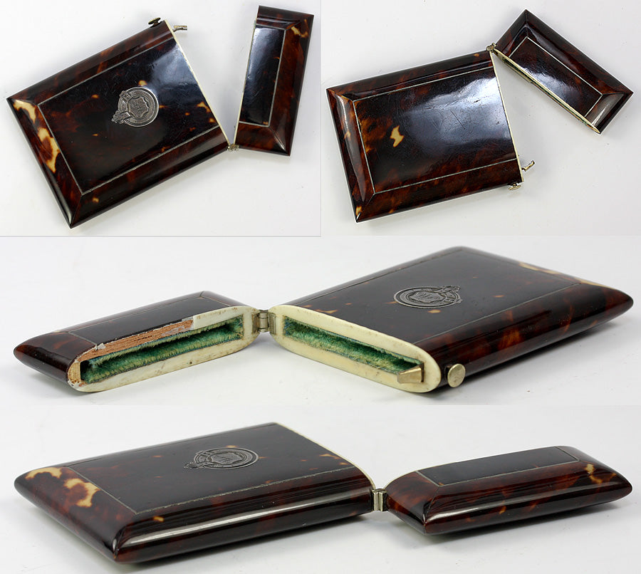 Antique Napoleon III (Victorian Era) French Tortoise Shell Calling Card Case, Tortoiseshell