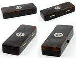 Beautiful Antique Tortoise Shell Box, Sterling Silver Medallion Cartouche - Excellent Condition, Tortoiseshell