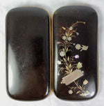 Antique French Tortoise Shell & Pique Cigar or Spectacles Case, Etui, Leather Baffled Sides to Expand, use as Evening Bag