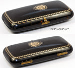 Travel Vanity Set, c.1860 Tortoise Shell Case with Gold, Silver Inlay Pique and Cartouche, C M. RARE!