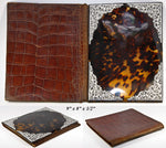 Superb English Sterling Silver and Tortoise Shell Writer's Folio, Blotter