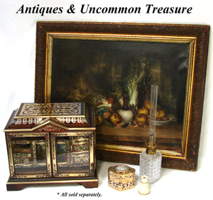 RARE Antique French Boulle Inlay Jewelry Chest, Curiosity or Specimen Cabinet, Opulent with Drawers & Royal Crown Inlay