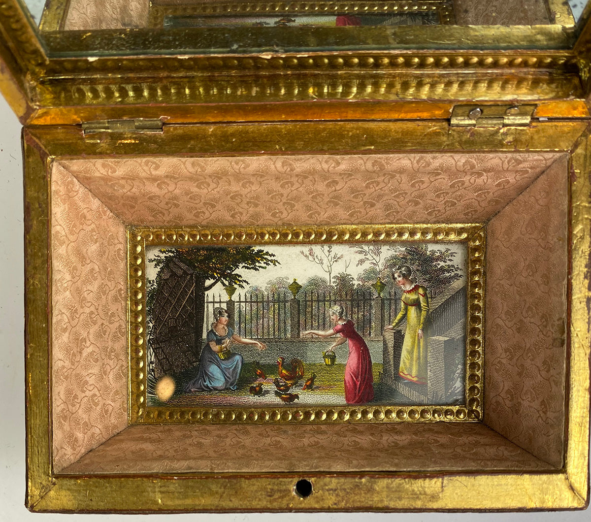 RARE Large c.1770-1810 French Louis XVI Chocolatier's Confection or Chocolates Box, Eglomise Jewelry Casket