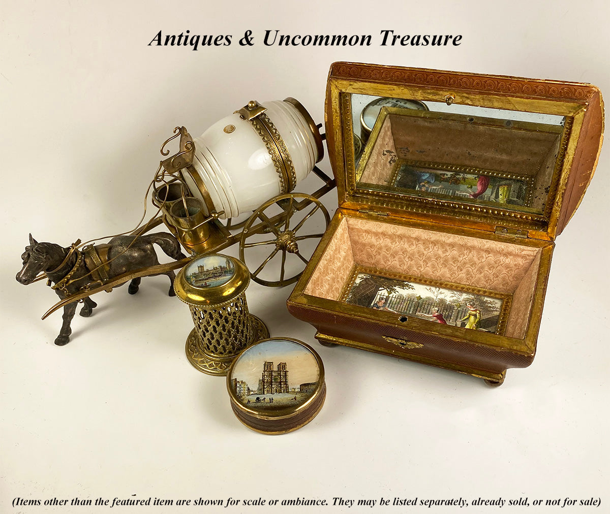RARE Large c.1770-1810 French Louis XVI Chocolatier's Confection or Chocolates Box, Eglomise Jewelry Casket