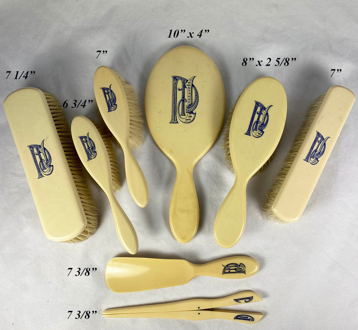 Antique Faux Ivory Vanity Set, French Ivory, 8 Pieces in Original Pres – Antiques & Uncommon Treasure