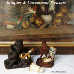 Charming Antique Black Forest Carved Smoker's Stand, Ashtray, Match Holder Gnome