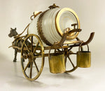 Antique French Opaline Barrel & Cups, Horse Drawn Carriage 9+" Long, Palais Royal