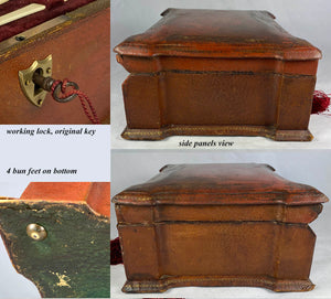 Antique French Napoleon III Era Sewing Box with Implements, Silk Winders, Knitting Needles, Etc