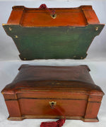 Antique French Napoleon III Era Sewing Box with Implements, Silk Winders, Knitting Needles, Etc