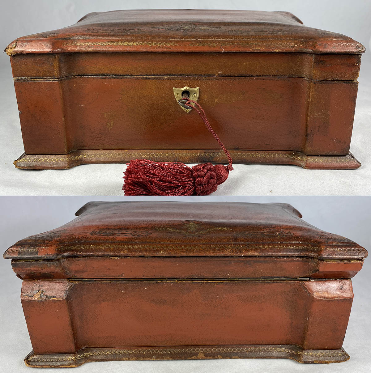 Antique French Napoleon III Era Sewing Box with Implements, Silk Winders, Knitting Needles, Etc