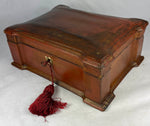 Antique French Napoleon III Era Sewing Box with Implements, Silk Winders, Knitting Needles, Etc