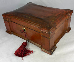 Antique French Napoleon III Era Sewing Box with Implements, Silk Winders, Knitting Needles, Etc