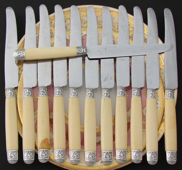 VINTAGE Boxed Knife Set,Beautiful French Ivory Color Handles