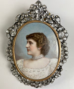 Antique French Paste Stone Frame, Kiln-fired Enamel Portrait Miniature, Pendant Locket