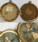 Antique Pair, Napoleon's Son, Hand Painted Intaglio Prints in 3" Round Frame, Miniature Portrait