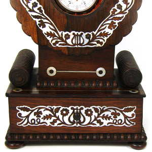 Antique Victorian Era 8.5" Pocket Watch Display Stand, Rosewood with Mother of Pearl Inlay