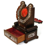 Antique Victorian Era 8.5" Pocket Watch Display Stand, Rosewood with Mother of Pearl Inlay