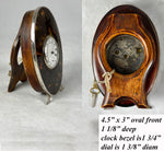 Fine Antique English Sterling Silver Tortoise Shell 1890 Travel Desk Clock, Swiss Movement is Working, w Key