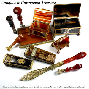 Elegant Antique German Banded Agate Jewelry, Specimen or Snuff Box, Idar-Oberstein