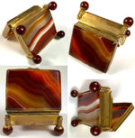 Mini 2" Antique German Banded Agate Jewelry, Specimen or Snuff Box, Idar-Oberstein