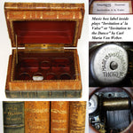 Vintage French "Leather Bound Books" Musical Hidden Bar, Tantalus, Caddy, 2 Decantesr & 5 Cups