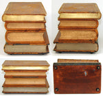 Vintage French "Leather Bound Books" Musical Hidden Bar, Tantalus, Caddy, 2 Decantesr & 5 Cups