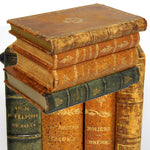 Vintage French "Leather Bound Books" Musical Hidden Bar, Tantalus, Caddy, 2 Decantesr & 5 Cups