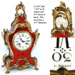 Superb Antique French Boulle Mantel Clock, 15.75" Tall, Ornate Bronze Accenting