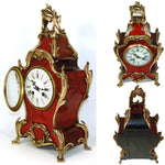 Superb Antique French Boulle Mantel Clock, 15.75" Tall, Ornate Bronze Accenting