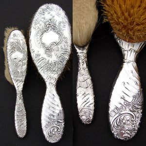 Antique French Hallmarked Silver Louis XVI Style 8pc Vanity Mirror & Brush Set, Gorgeous!