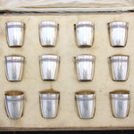 Antique French Sterling Silver 12pc Aperitif or Shot Glass Set, Empire Revival, Original Box