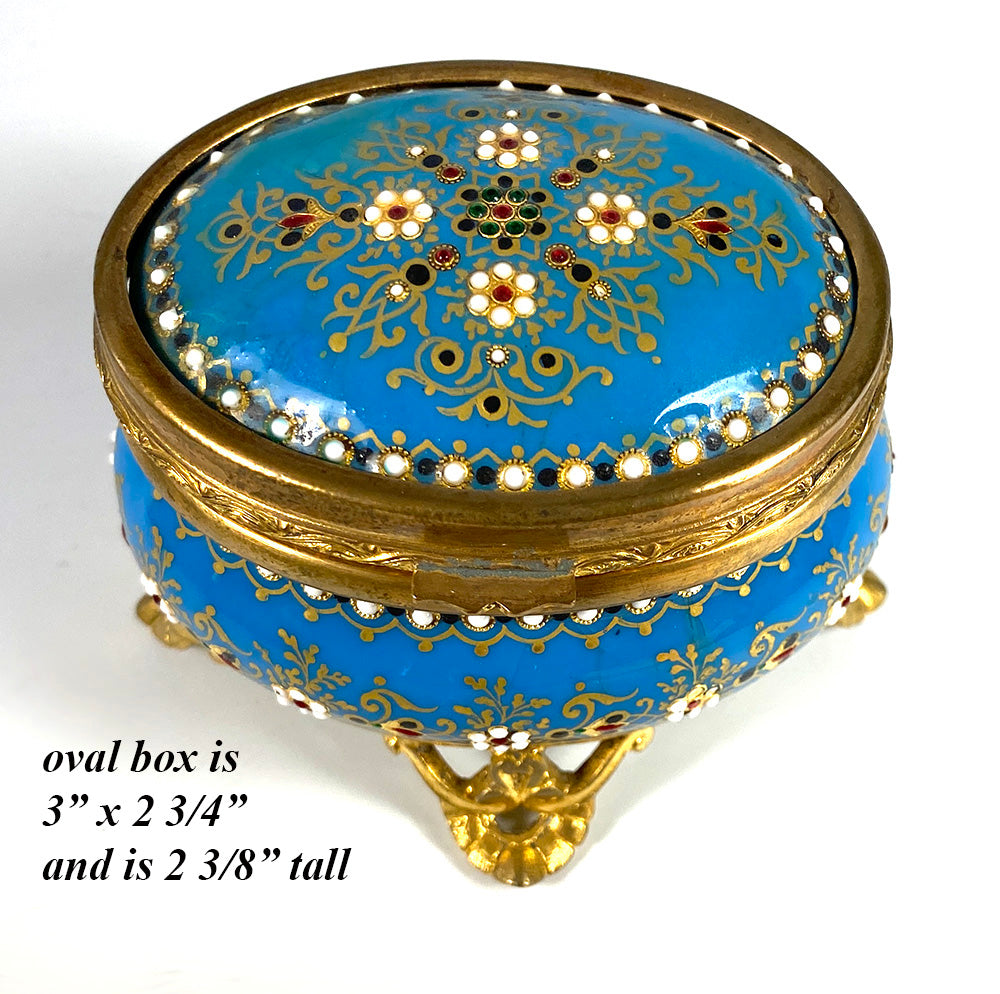 Antique French Kiln-fired Enamel Jewelry Box, Napoleon III, Bresse, France