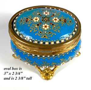 Antique French Kiln-fired Enamel Jewelry Box, Napoleon III, Bresse, France