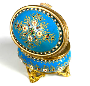 Antique French Kiln-fired Enamel Jewelry Box, Napoleon III, Bresse, France