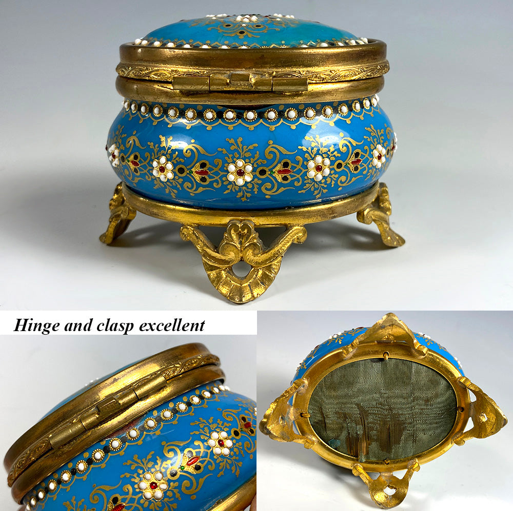 Antique French Kiln-fired Enamel Jewelry Box, Napoleon III, Bresse, France