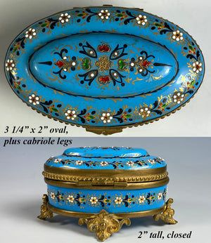 Antique French Kiln-fired Enamel Jewelry or Trinket Box, Bressan from Bresse, France