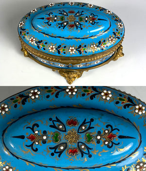 Antique French Kiln-fired Enamel Jewelry or Trinket Box, Bressan from Bresse, France