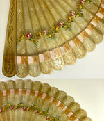 Antique Hand Painted French Hand Fan, First Empire, c.1800-1815, Blond Tortoise Shell or Horn