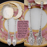 Antique French Sterling Silver & Vermeil 2pc Ice Cream or Dessert Serving Set, Mascaron Figural