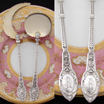 Antique French Sterling Silver & Vermeil 2pc Ice Cream or Dessert Serving Set, Mascaron Figural