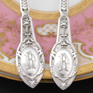 Antique French Sterling Silver & Vermeil 2pc Ice Cream or Dessert Serving Set, Mascaron Figural