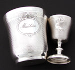 Antique PUIFORCAT French Sterling Silver 9pc Christening Set: Tumbler, Napkin Ring+, Shaped Box