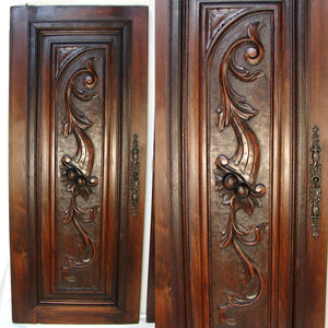 Fab Antique French Black Forest Style Carved Cabinet Door Panels, 3pc, Flower Basket, Bird Figures