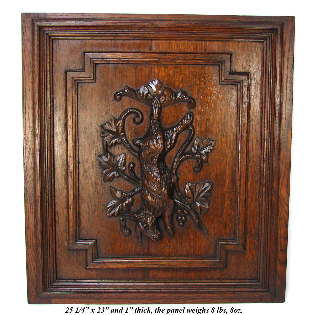 Antique Victorian 25" Carved Architectural Furniture Door, Panel: Hunt Theme Hare Figure