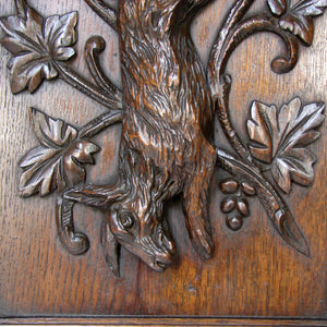 Antique Victorian 25" Carved Architectural Furniture Door, Panel: Hunt Theme Hare Figure